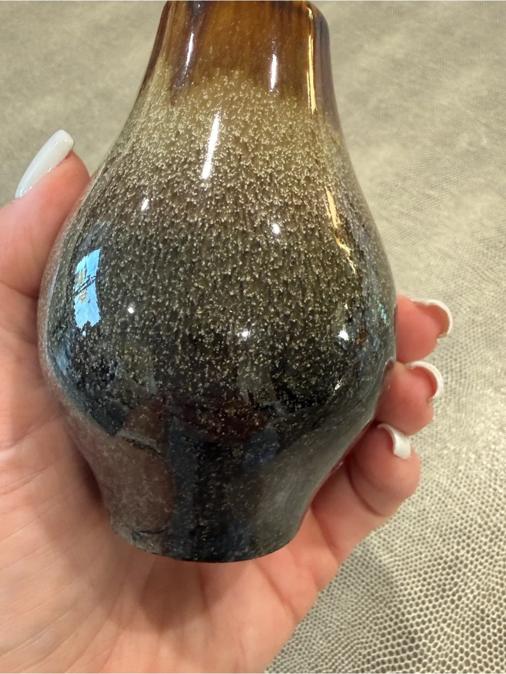 Mid-Century Modern Style Ceramic Mini Vase in Gradient Brown Tones